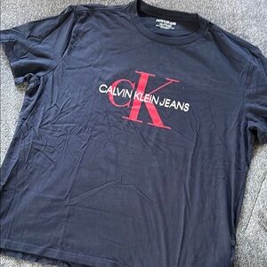 Calvin Klein Red and Blue Short Sleeve Tee